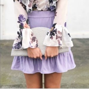 J. Crew Lilac Velvet Flounce Hem Skirt